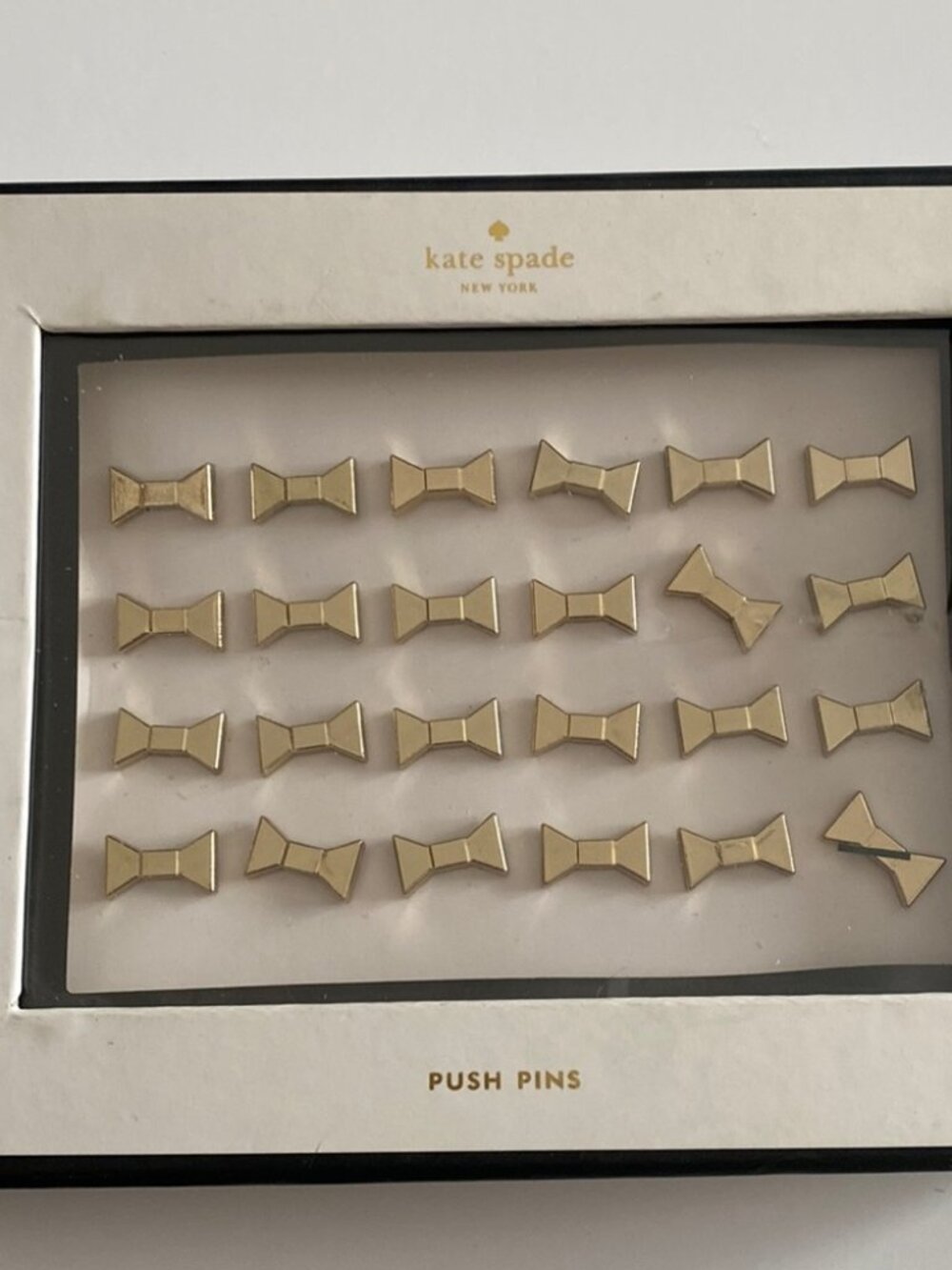 Kate Spade New York Gold Bow Push Pins Set of 24 NIB